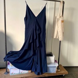 LAST CHANCE - NWT Tulip hem ruffle navy blue dress